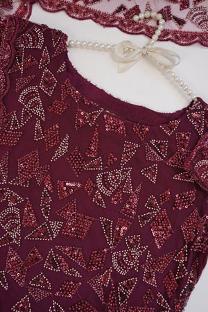 Sajh Dajh Luxury Formals - Kat Dana Heavily Embroidered Net (Long Shirts) - Ready to Wear - V1 - D3