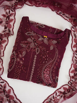 Sajh Dajh Luxury Formals - Kat Dana Heavily Embroidered Net (Long Shirts) - Ready to Wear - V1 - D4