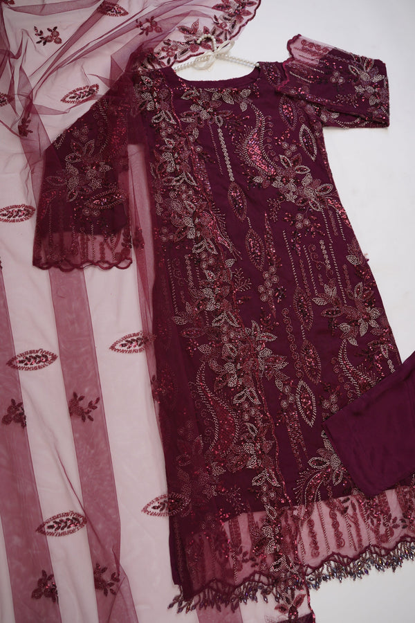 Sajh Dajh Luxury Formals - Kat Dana Heavily Embroidered Net (Long Shirts) - Ready to Wear - V1 - D4