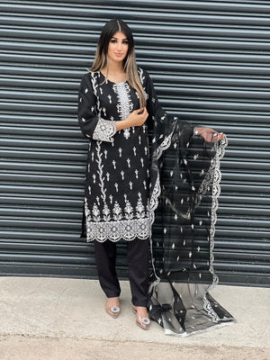 Sajh Dajh MonoChrome - Luxury Organza Ready to Wear Mirror Suit