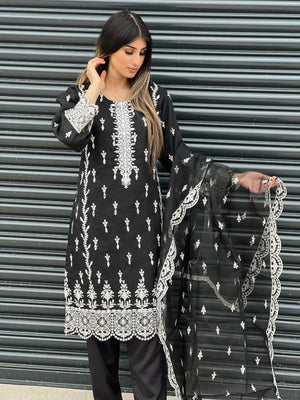 Sajh Dajh MonoChrome - Luxury Organza Ready to Wear Mirror Suit