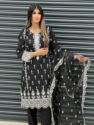 Sajh Dajh MonoChrome - Luxury Organza Ready to Wear Mirror Suit