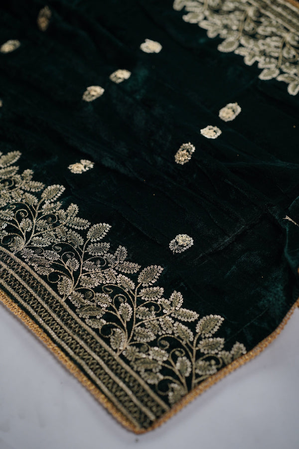 Sajh Dajh Muhazib - Luxury Sequin Velvet Suit with Velvet Shawl - Warm Fabric - Winter Collection