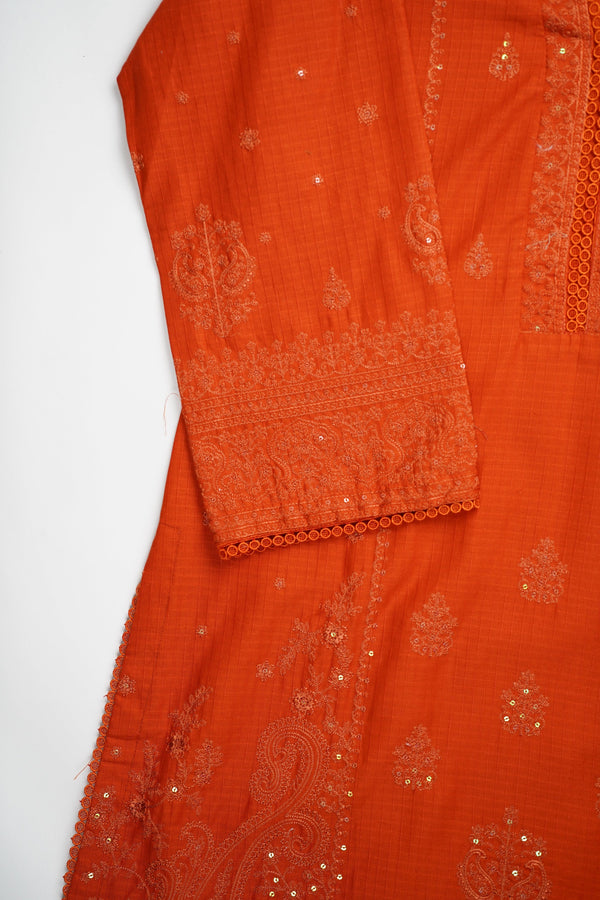 Sajh Dajh Muhazzib - Embroidered Khaddar Shirt with Trouser - Ready to Wear