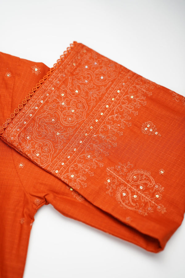 Sajh Dajh Muhazzib - Embroidered Khaddar Shirt with Trouser - Ready to Wear