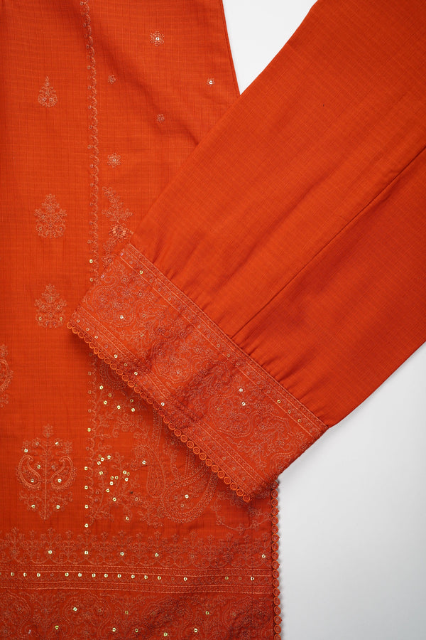 Sajh Dajh Muhazzib - Embroidered Khaddar Shirt with Trouser - Ready to Wear