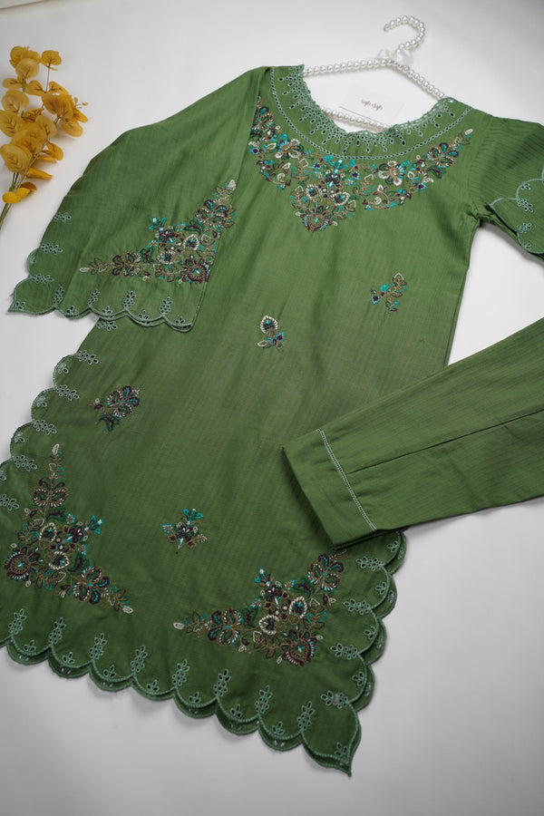 Sajh Dajh Muhazzib - Embroidered Khaddar with Trouser - Ready to Wear