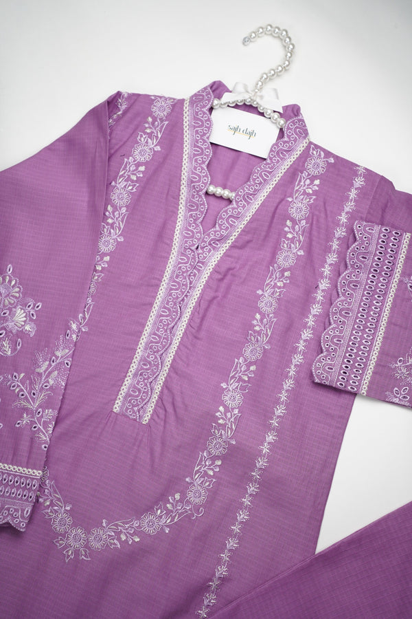Sajh Dajh Muhazzib - Embroidered Khaddar with Trouser - Ready to Wear
