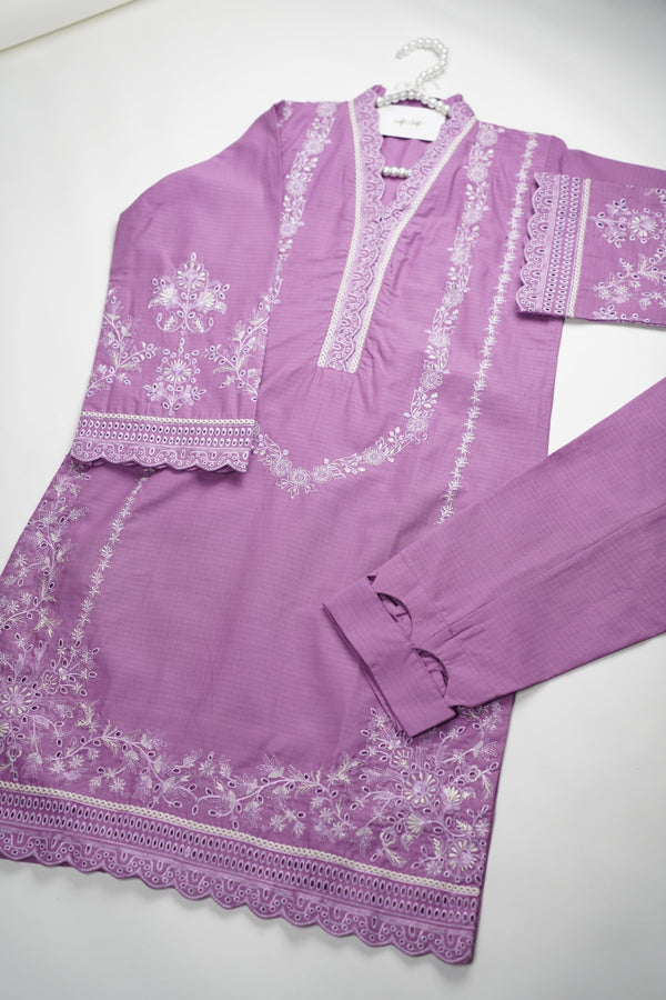 Sajh Dajh Muhazzib - Embroidered Khaddar with Trouser - Ready to Wear