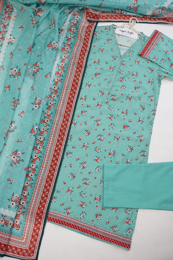 Sajh Dajh New Bin Saeed Originals - Printed Lawn Outfit with Lawn Dupatta - Ready to Wear