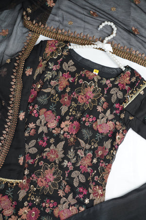 Sajh Dajh Pre Order - Husan e Jahan - Luxury Chiffon Suit with Chiffon Dupatta - Ready to Wear