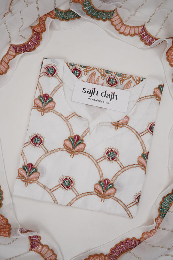 Sajh Dajh Premium Budget Wear - Embroidered Lawn Outfit with Lawn Dupatta - Ready to Wear