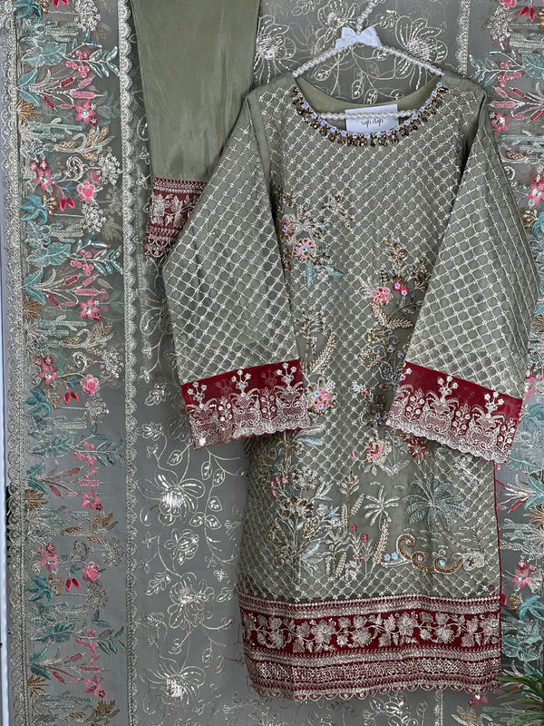 Sajh Dajh Premium Designer Suits II - The Luxury Eid Wear in Pistachio - D4