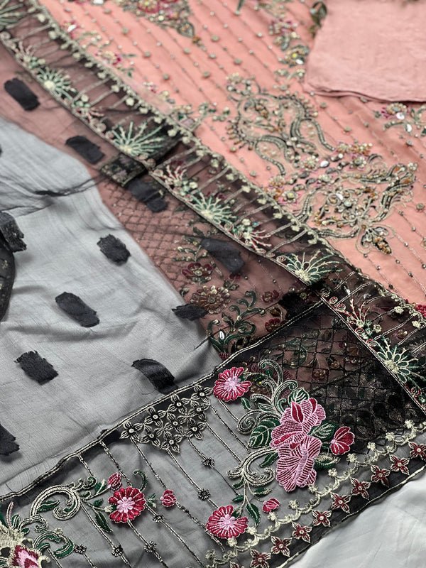 Sajh Dajh Premium Designer Suits IV - The Luxury Eid Wear in Peachy Pink - D2