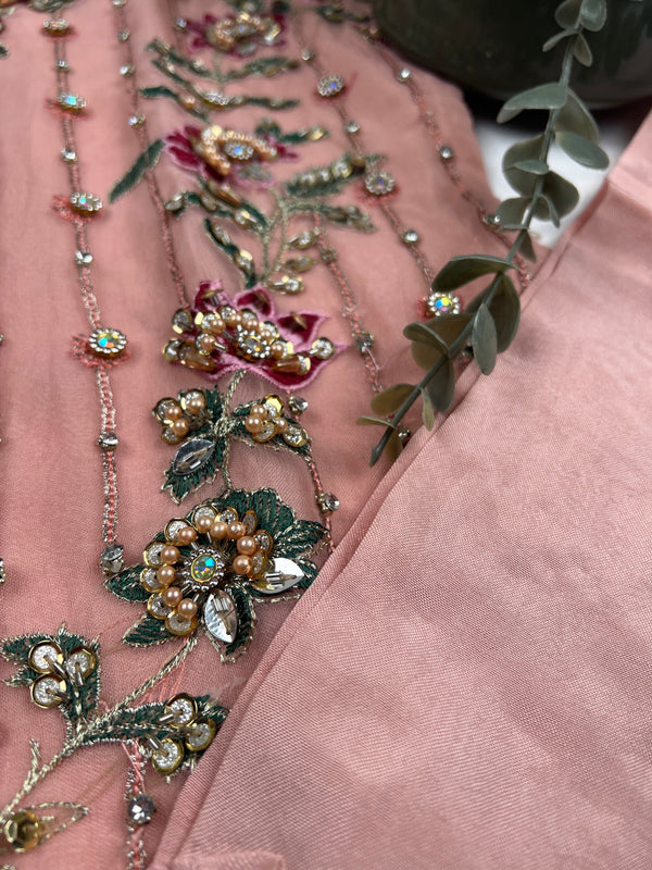 Sajh Dajh Premium Designer Suits IV - The Luxury Eid Wear in Peachy Pink - D2