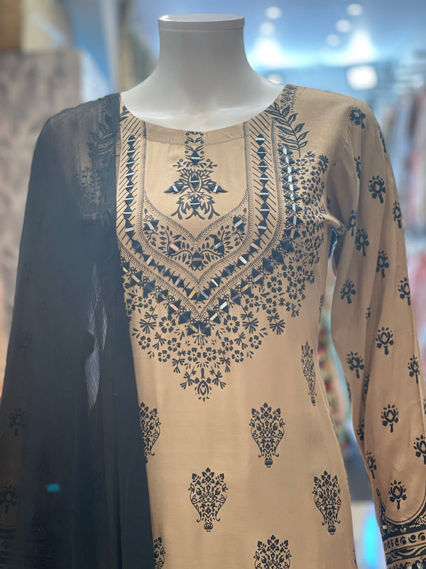Sajh Dajh Rangrez - Linen Sharara Haar Suit - Winter Coillection 22