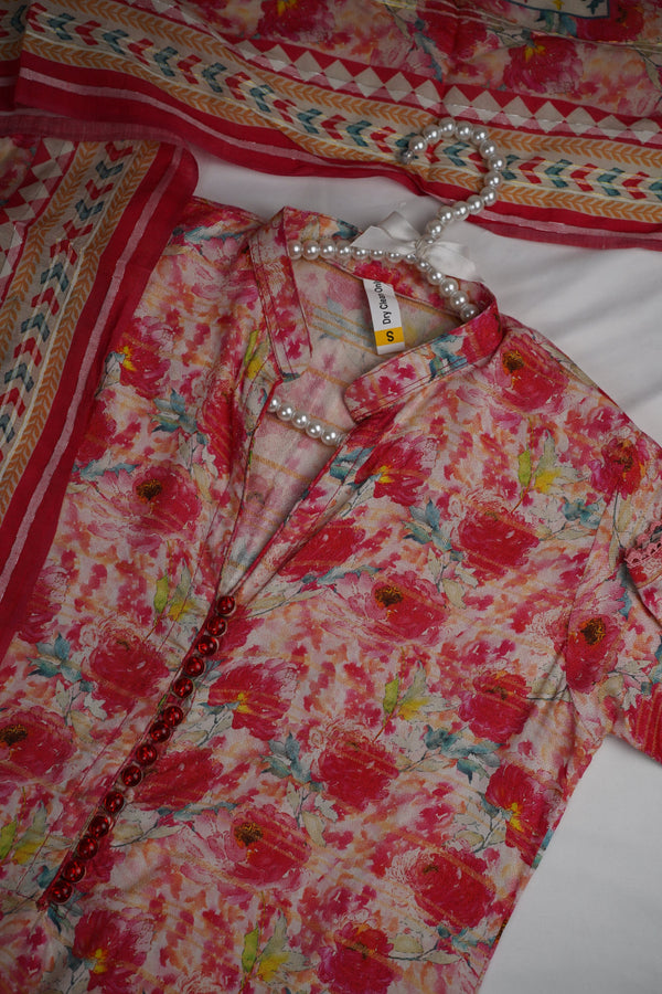 Sajh Dajh Rozana V2 - Linen Printed Suit with Linen Dupatta and Trouser - Winter Collection