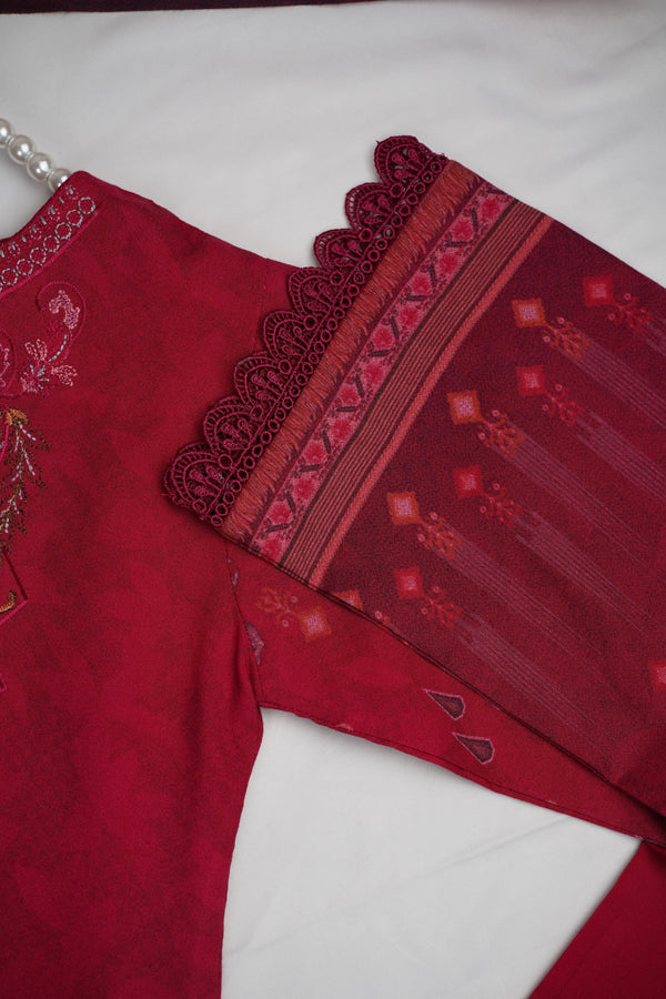 Sajh Dajh Rozi - Dhanak Embroidered Suit with Shawl - Warm Fabric - Winter Collection