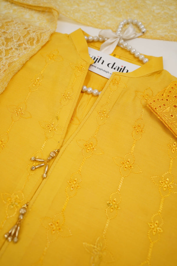 Sajh Dajh Rozi - Embroidered Chikankari Lawn Outfit with Net Dupatta - Ready to Wear