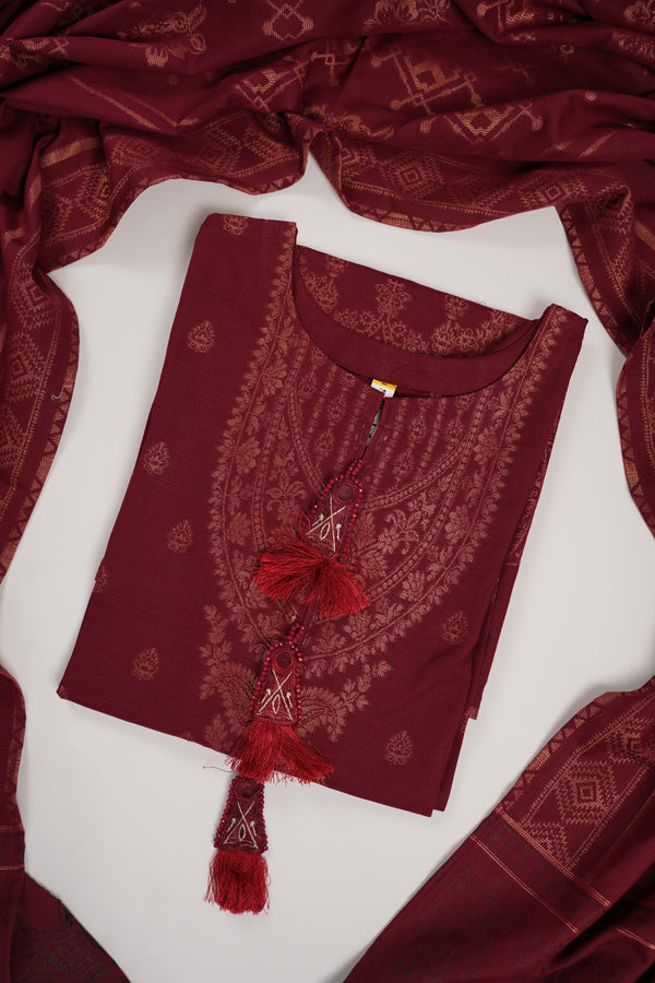 Sajh Dajh Rozi - Exclusive Broshay Khaddar Outfit with Shawl - Ready to Wear - Warm Fabric