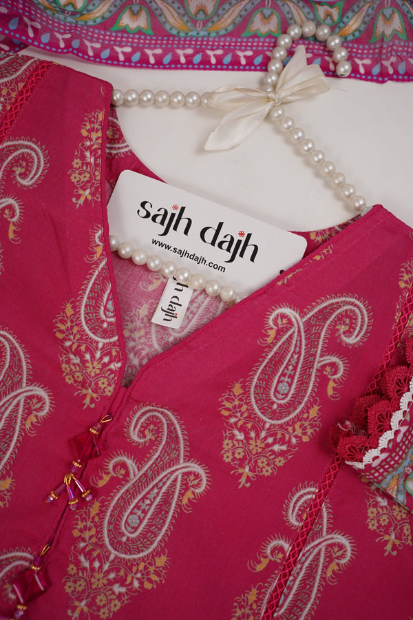 Sajh Dajh Rozi - Festive Lawn Outfit with Chiffon Dupatta - Ready to Wear