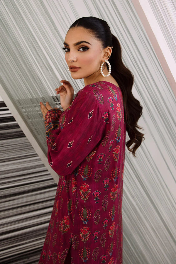 Sajh Dajh Rozi - Linen Digital Printed Embroidered Shirt