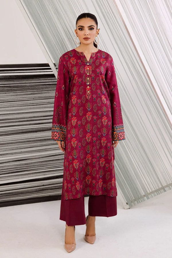 Sajh Dajh Rozi - Linen Digital Printed Embroidered Shirt