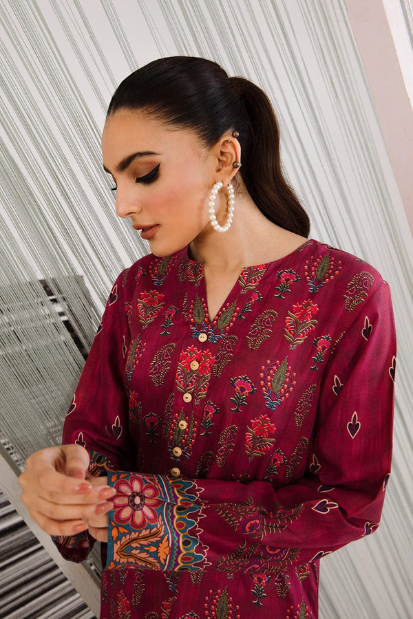 Sajh Dajh Rozi - Linen Digital Printed Embroidered Shirt