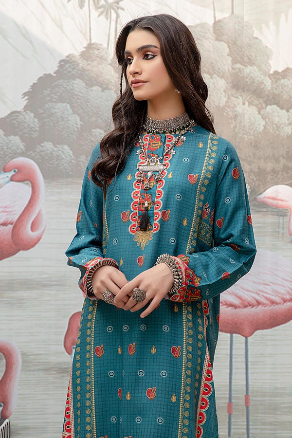 Sajh Dajh Rozi - Linen Digital Printed Embroidered Shirt
