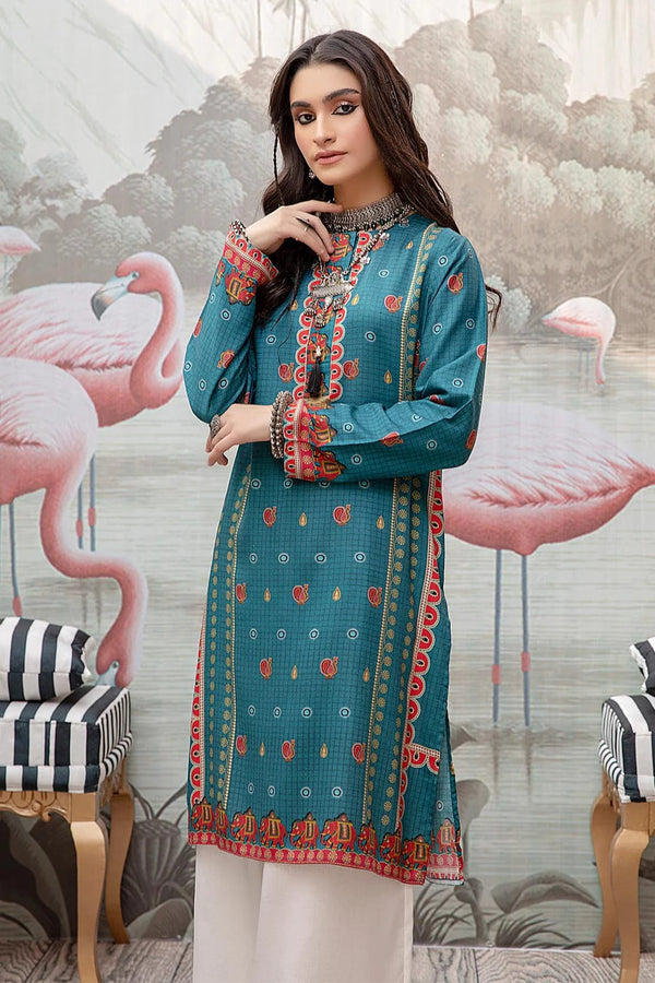 Sajh Dajh Rozi - Linen Digital Printed Embroidered Shirt