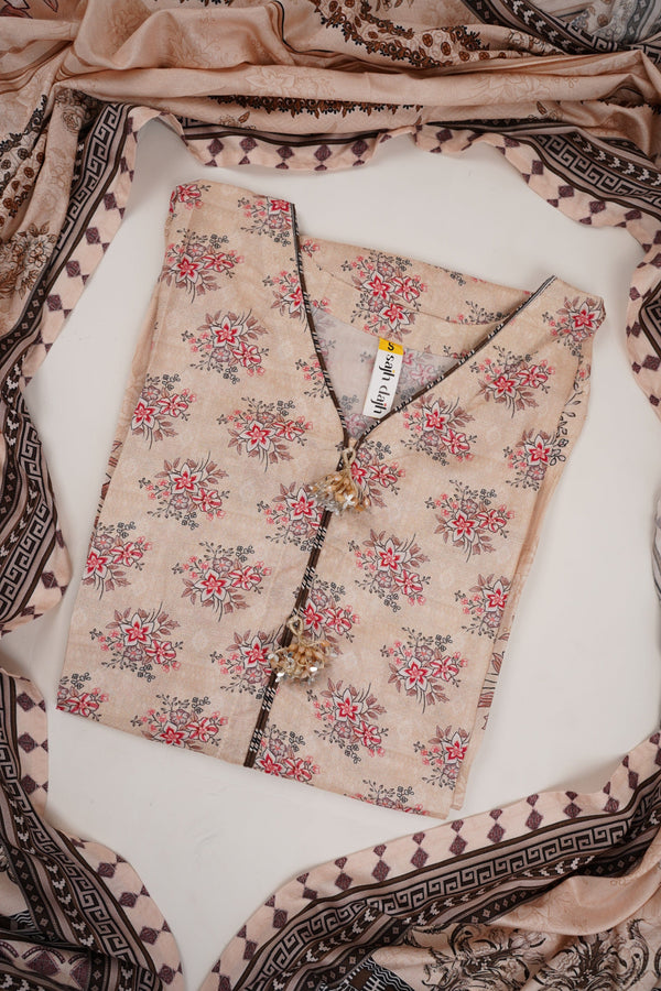 Sajh Dajh Rozi - Linen Printed Suit with Linen Dupatta  - Winter Collection