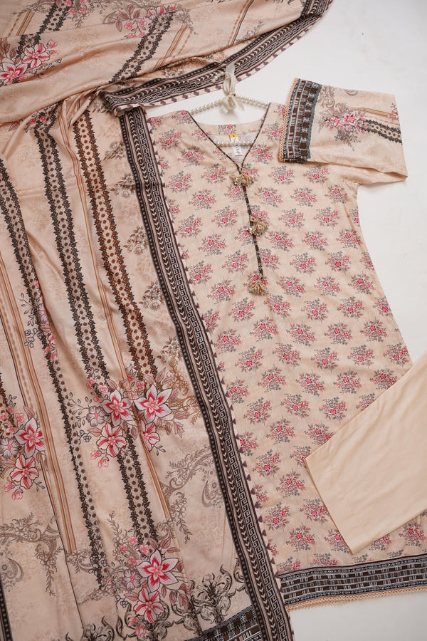 Sajh Dajh Rozi - Linen Printed Suit with Linen Dupatta  - Winter Collection