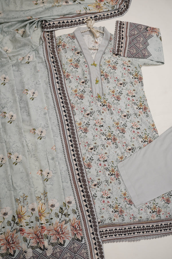 Sajh Dajh Rozi - Linen Printed Suit with Linen Dupatta  - Winter Collection