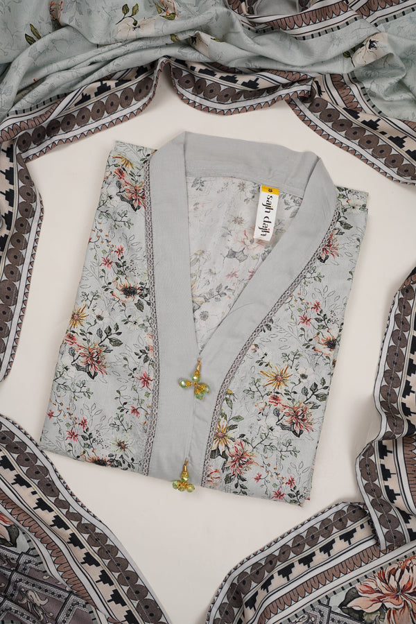 Sajh Dajh Rozi - Linen Printed Suit with Linen Dupatta  - Winter Collection