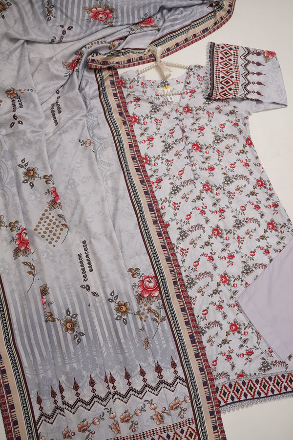 Sajh Dajh Rozi - Linen Printed Suit with Linen Dupatta  - Winter Collection