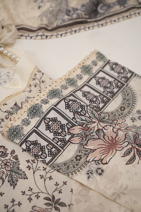 Sajh Dajh Rozi - Linen Printed Suit with Linen Dupatta  - Winter Collection