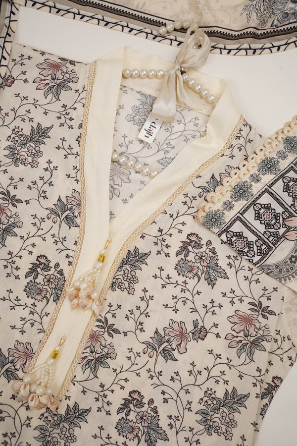 Sajh Dajh Rozi - Linen Printed Suit with Linen Dupatta  - Winter Collection