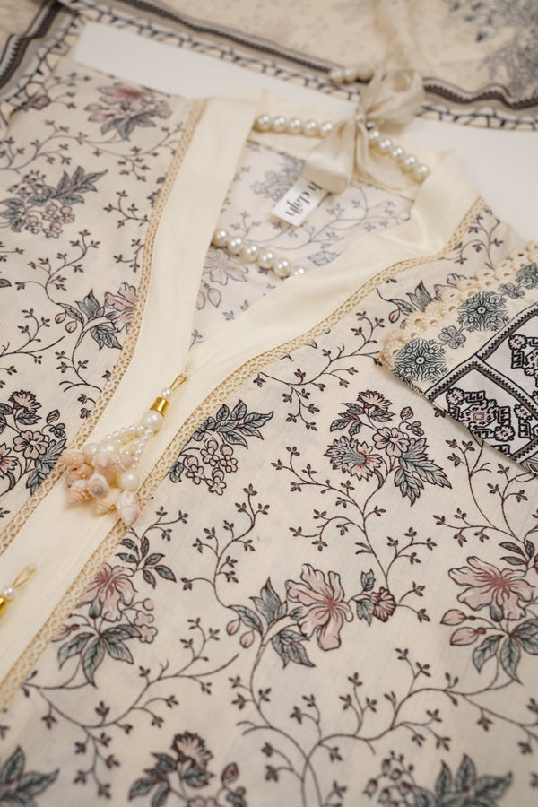 Sajh Dajh Rozi - Linen Printed Suit with Linen Dupatta  - Winter Collection