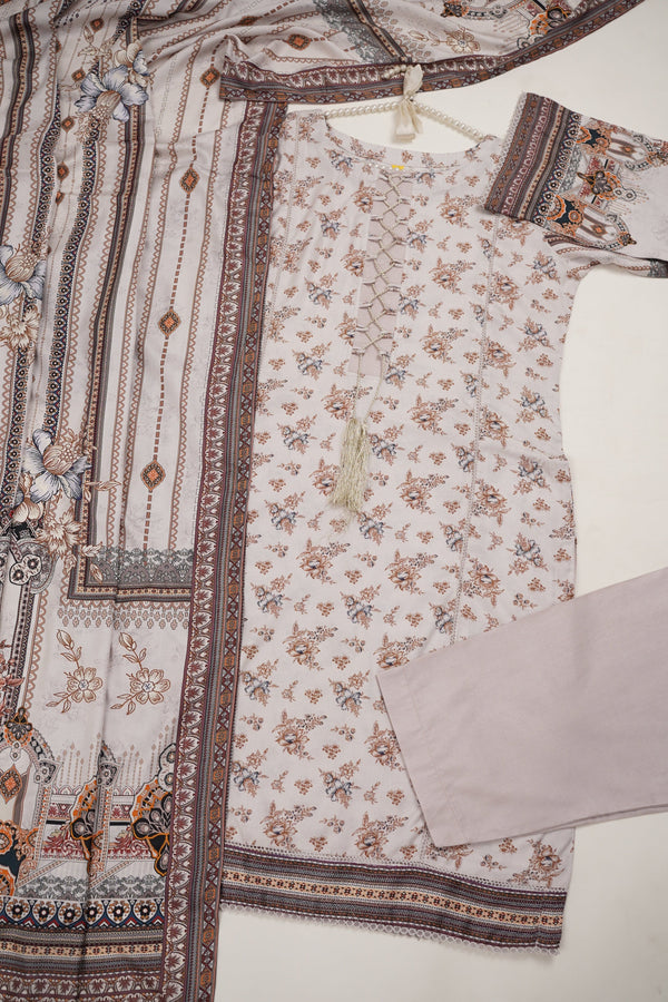 Sajh Dajh Rozi - Linen Printed Suit with Linen Dupatta  - Winter Collection