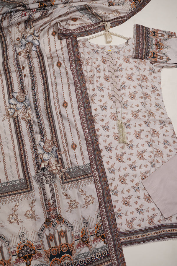 Sajh Dajh Rozi - Linen Printed Suit with Linen Dupatta  - Winter Collection