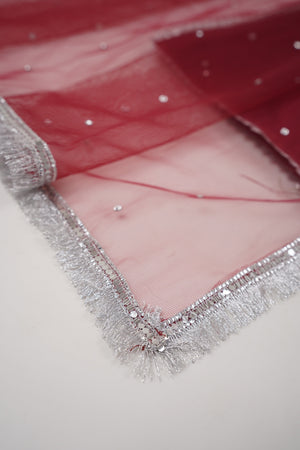 Sajh Dajh Rozi - Luxury Raw Silk Hand Embroidered Outfit with Net Dupatta