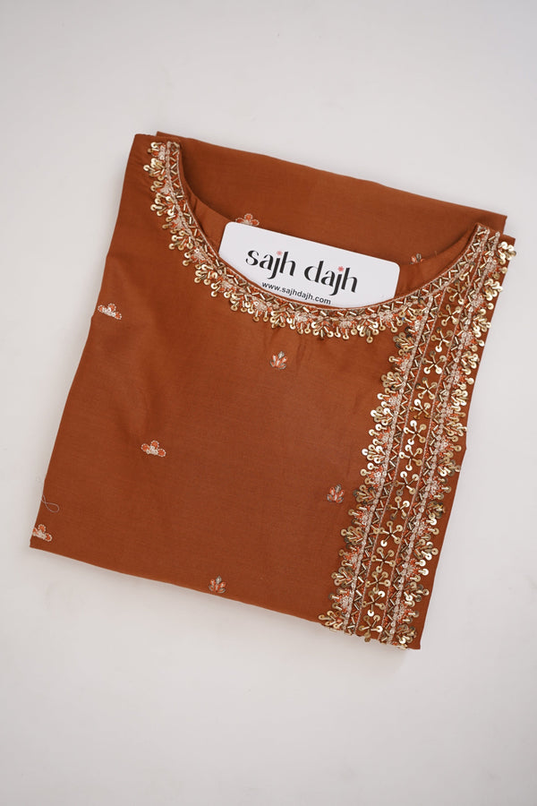 Sajh Dajh Rozi - Premium Embroidered Cotton Lawn Shirt with Plazzo - Ready to Wear