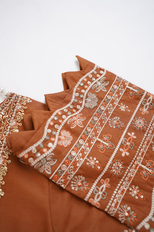 Sajh Dajh Rozi - Premium Embroidered Cotton Lawn Shirt with Plazzo - Ready to Wear