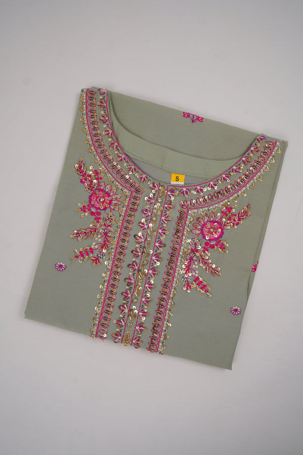 Sajh Dajh Rozi - Premium Embroidered Cotton Lawn Shirt with Plazzo - Ready to Wear