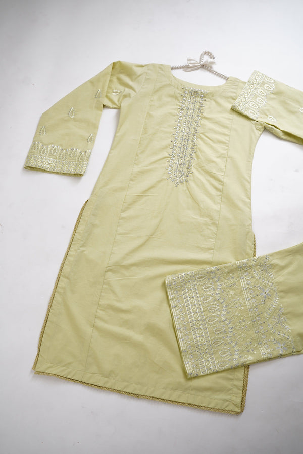 Sajh Dajh Rozi - Premium Embroidered Cotton Lawn Shirt with Plazzo - Ready to Wear