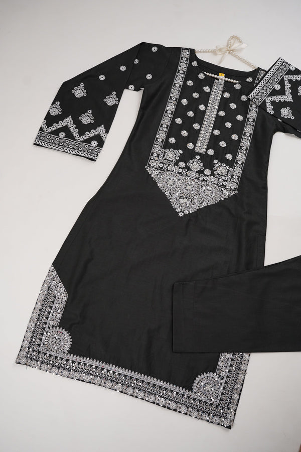 Sajh Dajh Rozi - Premium Embroidered Cotton Lawn Shirt with Trouser- Ready to Wear