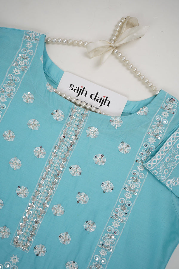 Sajh Dajh Rozi - Premium Embroidered Cotton Lawn Shirt with Trouser- Ready to Wear