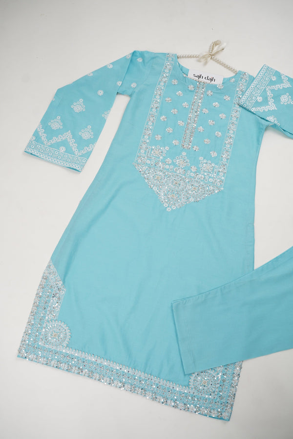 Sajh Dajh Rozi - Premium Embroidered Cotton Lawn Shirt with Trouser- Ready to Wear