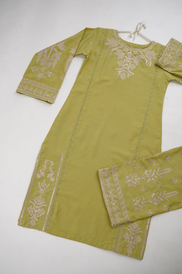 Sajh Dajh Rozi - Premium Embroidered Cotton Lawn Shirt with Trouser- Ready to Wear