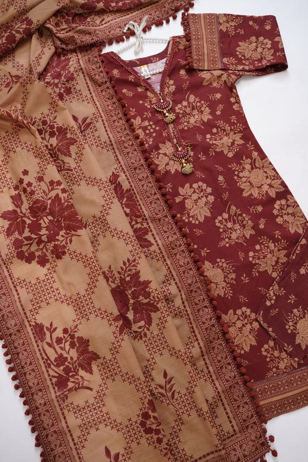 Sajh Dajh Rozi - Premium Khaddar Outfit with Khaddar Shawl - Ready to Wear